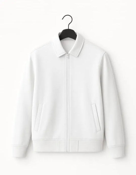 white cooler Fleece Plain Fleece Jacket